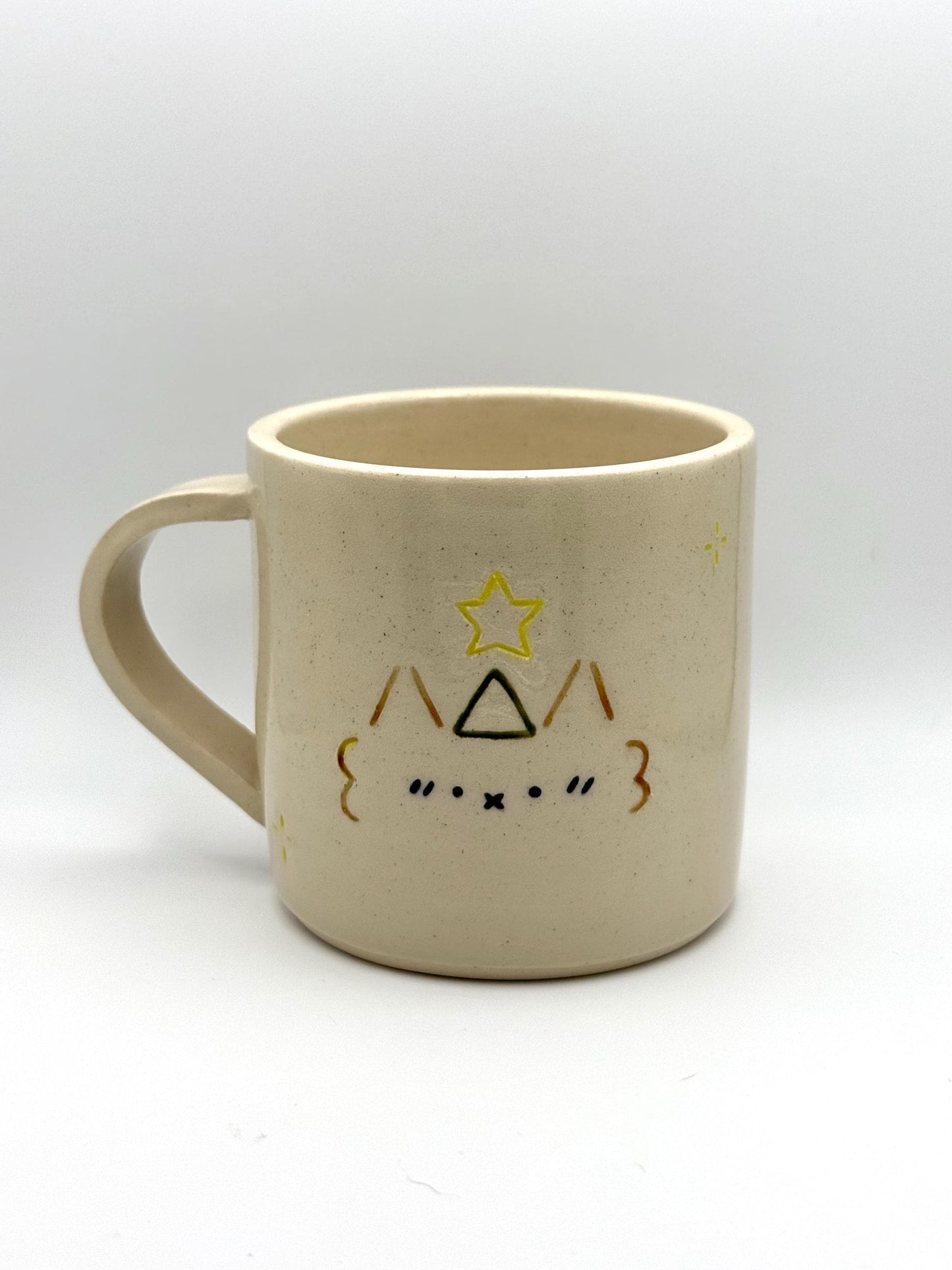 Party Kaomoji Brown Cat Handmade Unique Mug