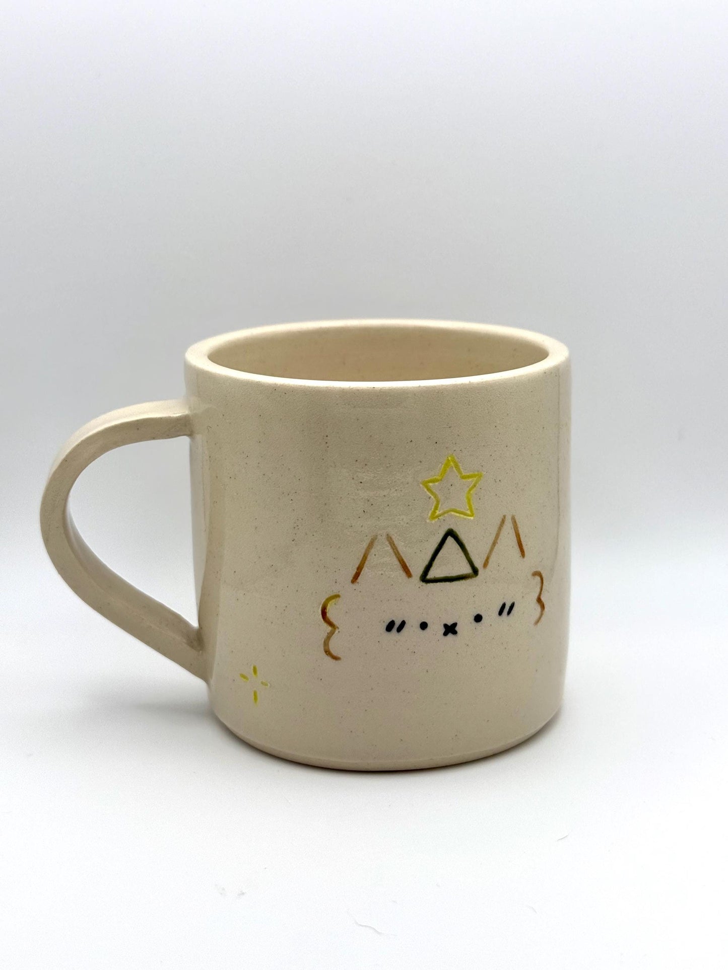 Party Kaomoji Brown Cat Handmade Unique Mug