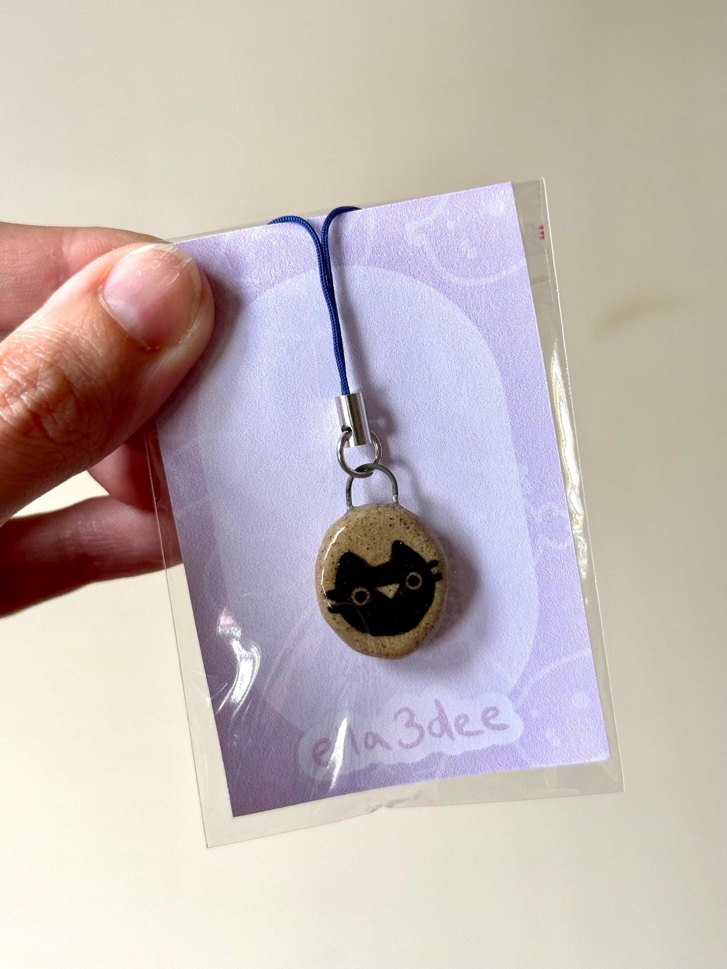 Black Cat Speckled Ceramic Charms | Phone Strap, Necklace, Jewellery