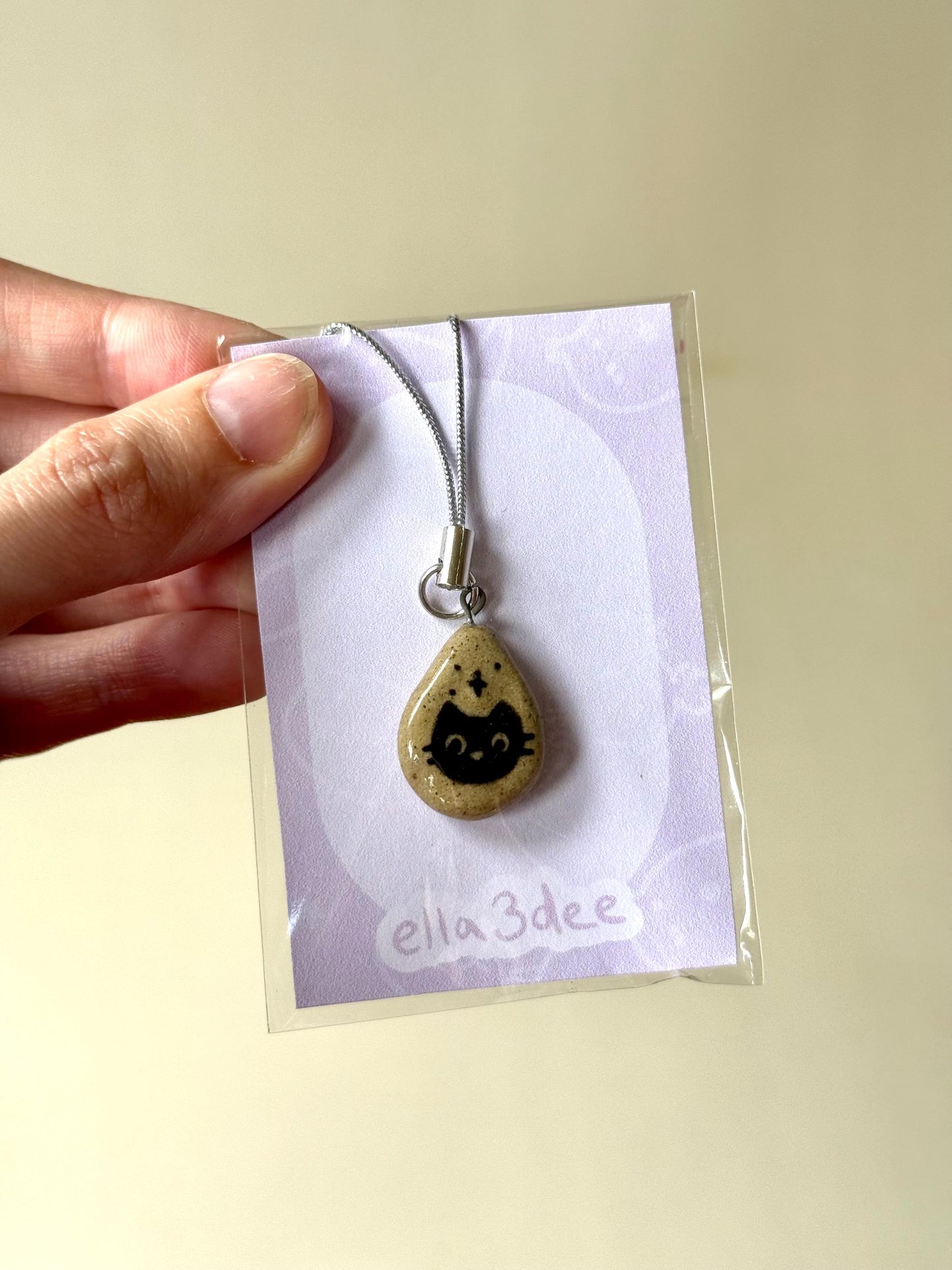 Black Cat Speckled Ceramic Charms | Phone Strap, Necklace, Jewellery