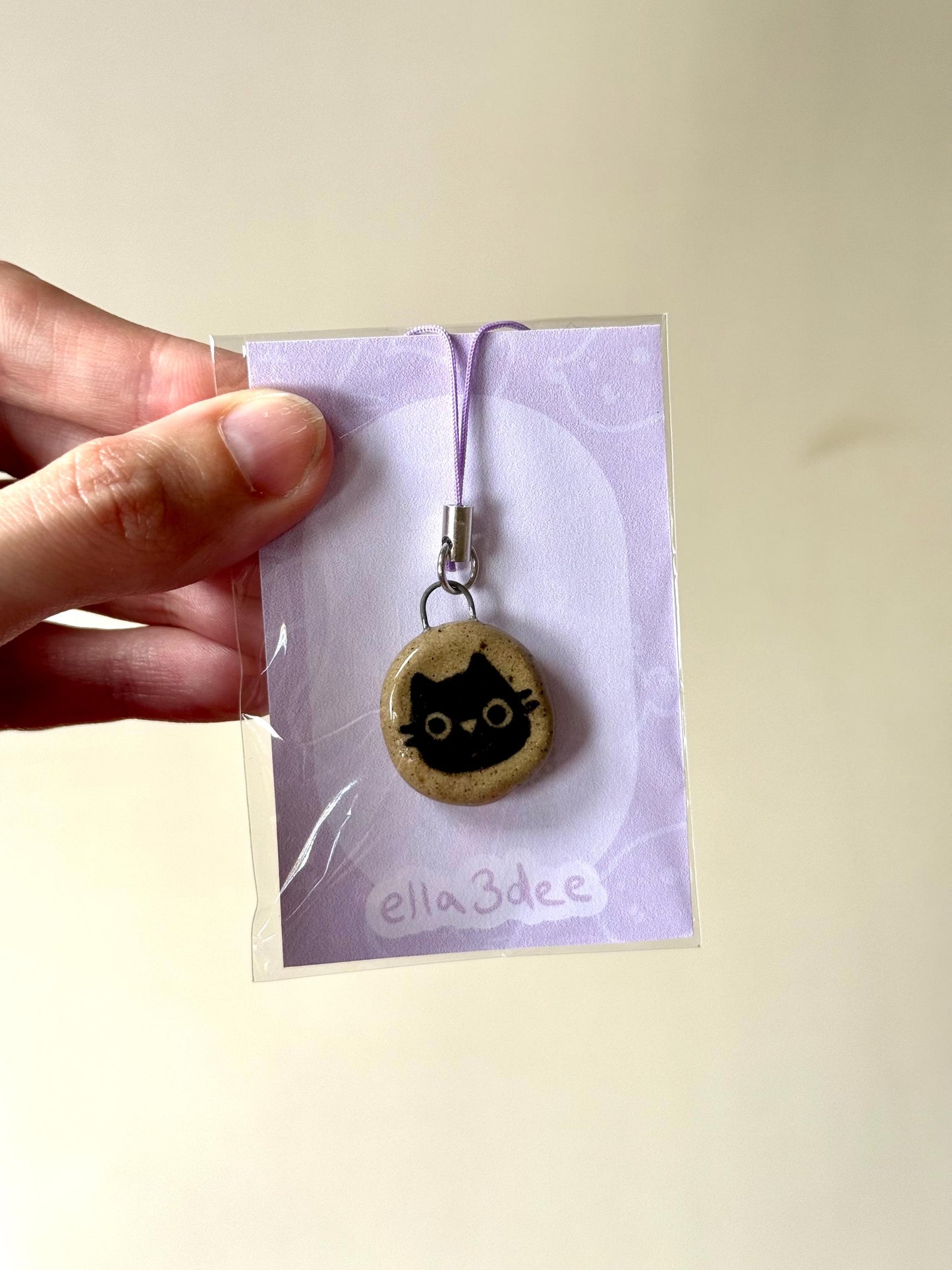 Black Cat Speckled Ceramic Charms | Phone Strap, Necklace, Jewellery