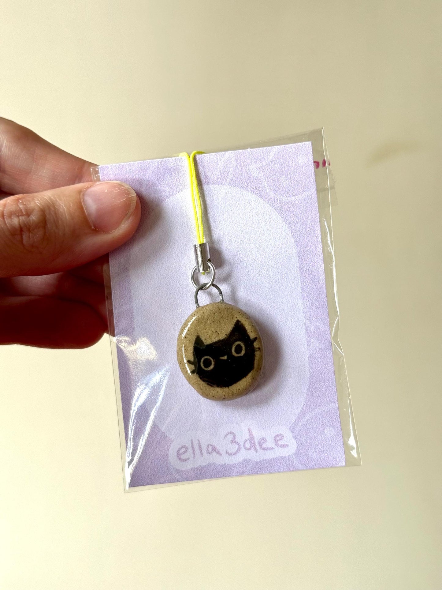 Black Cat Speckled Ceramic Charms | Phone Strap, Necklace, Jewellery
