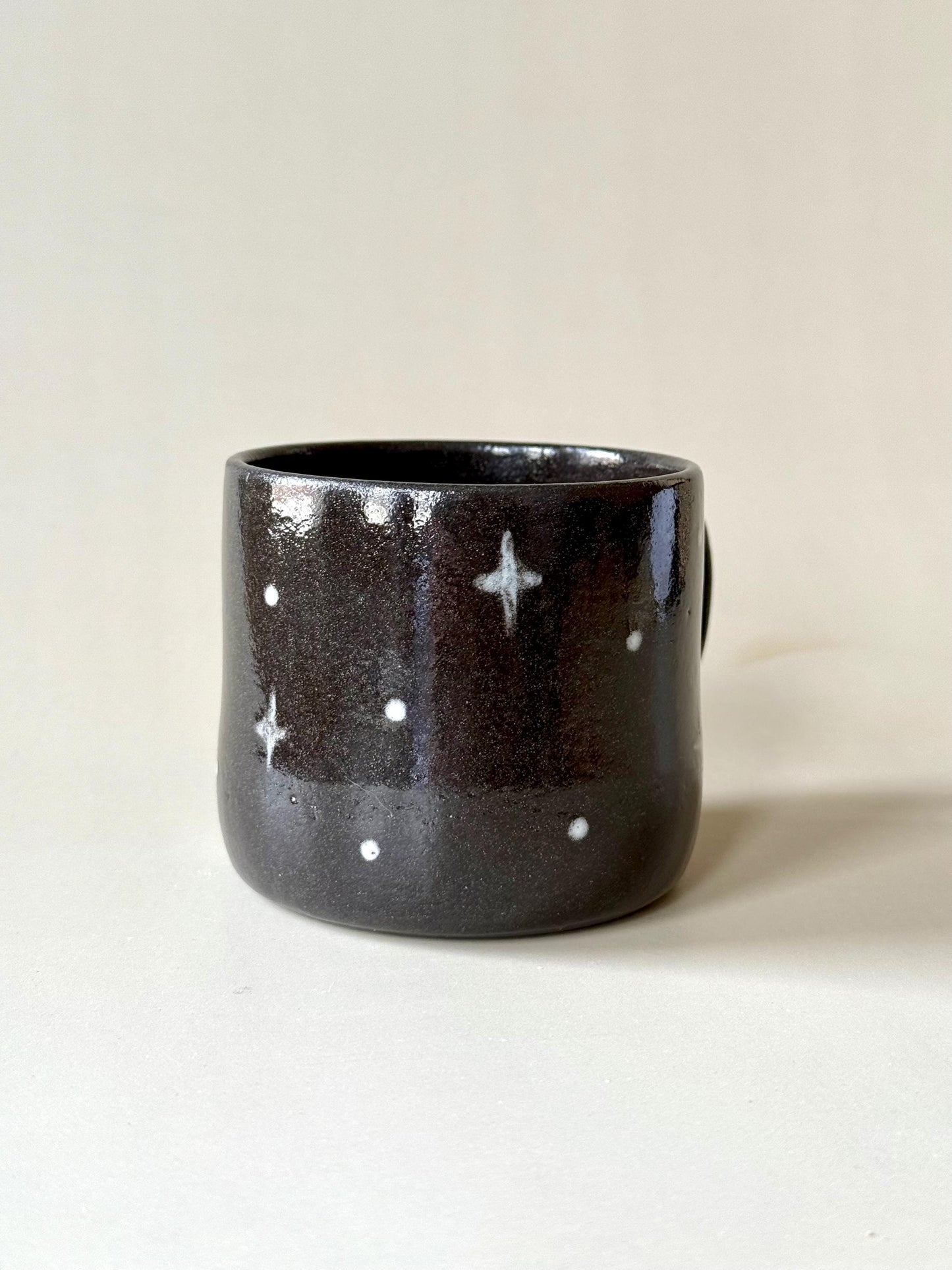 Black Clay Spooky Mountain Cat Handmade Unique Mug
