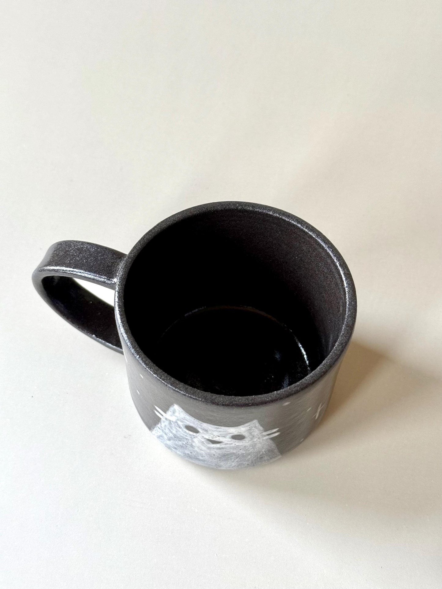 Black Spooky Mountain Cat Handmade Unique Mug