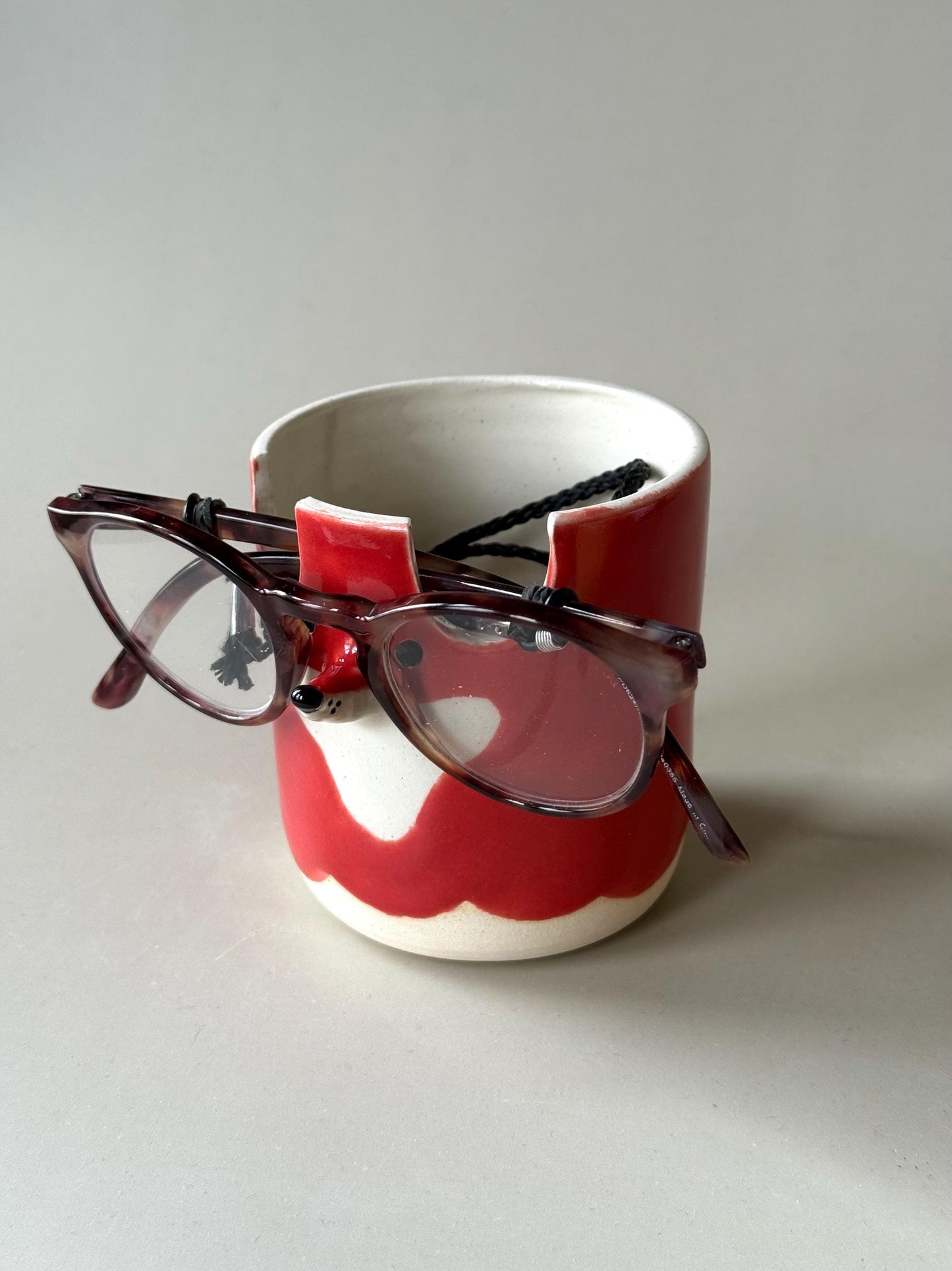 Red Fox Glasses Holder & Pen Pot for Desk / Study / Organisation