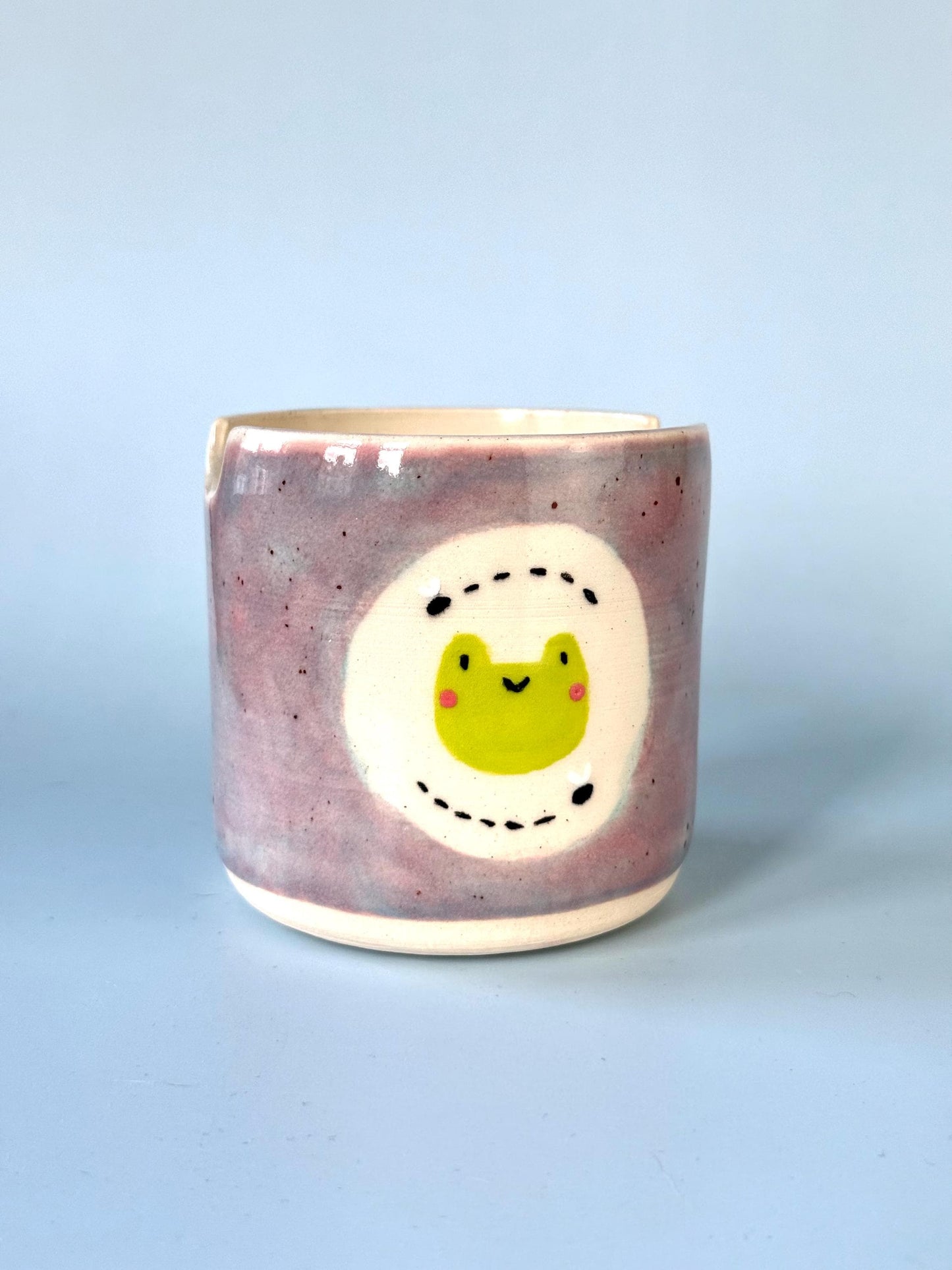 Purple Specled Froggy with Flies Paintbrush Pot / Paint Water Cup