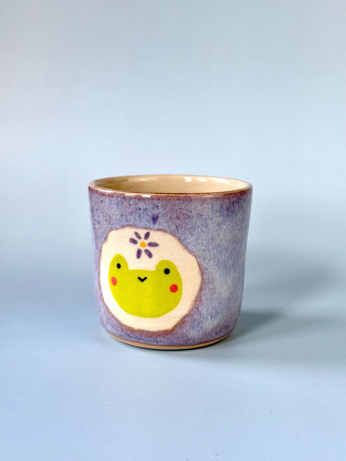 Purple Frog with Flower Ceramic Cup / Pot