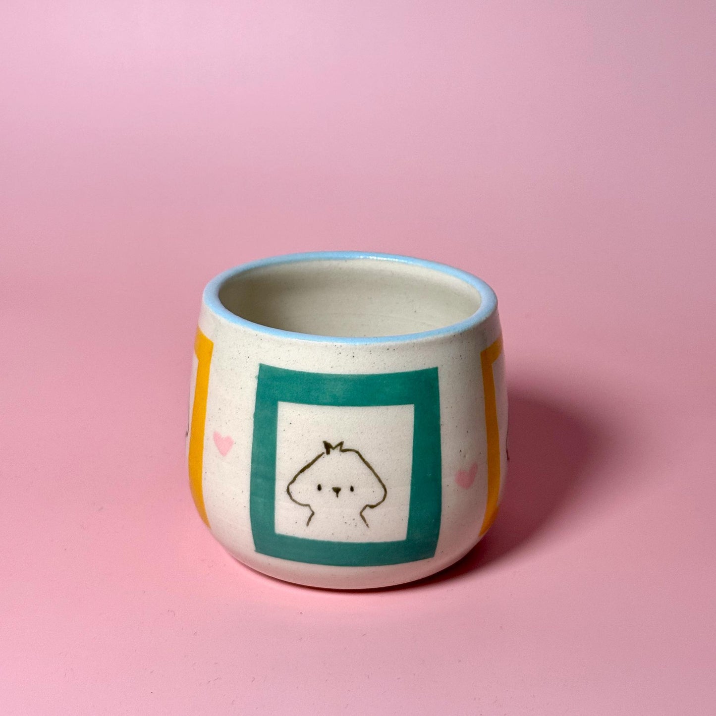 Pup Dog Portrait Handmade Handpainted Small Tumbler Cup