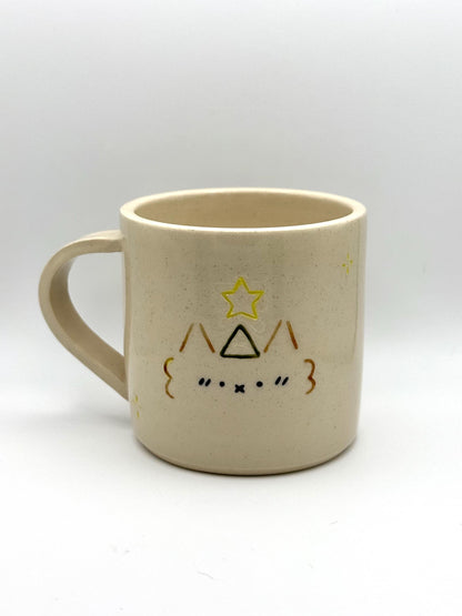 Party Kaomoji Brown Cat Handmade Unique Mug