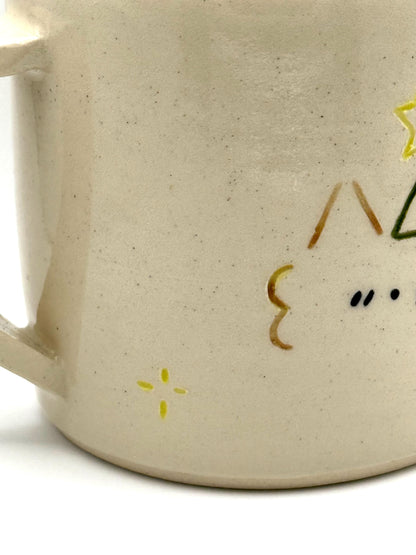 Party Kaomoji Brown Cat Handmade Unique Mug