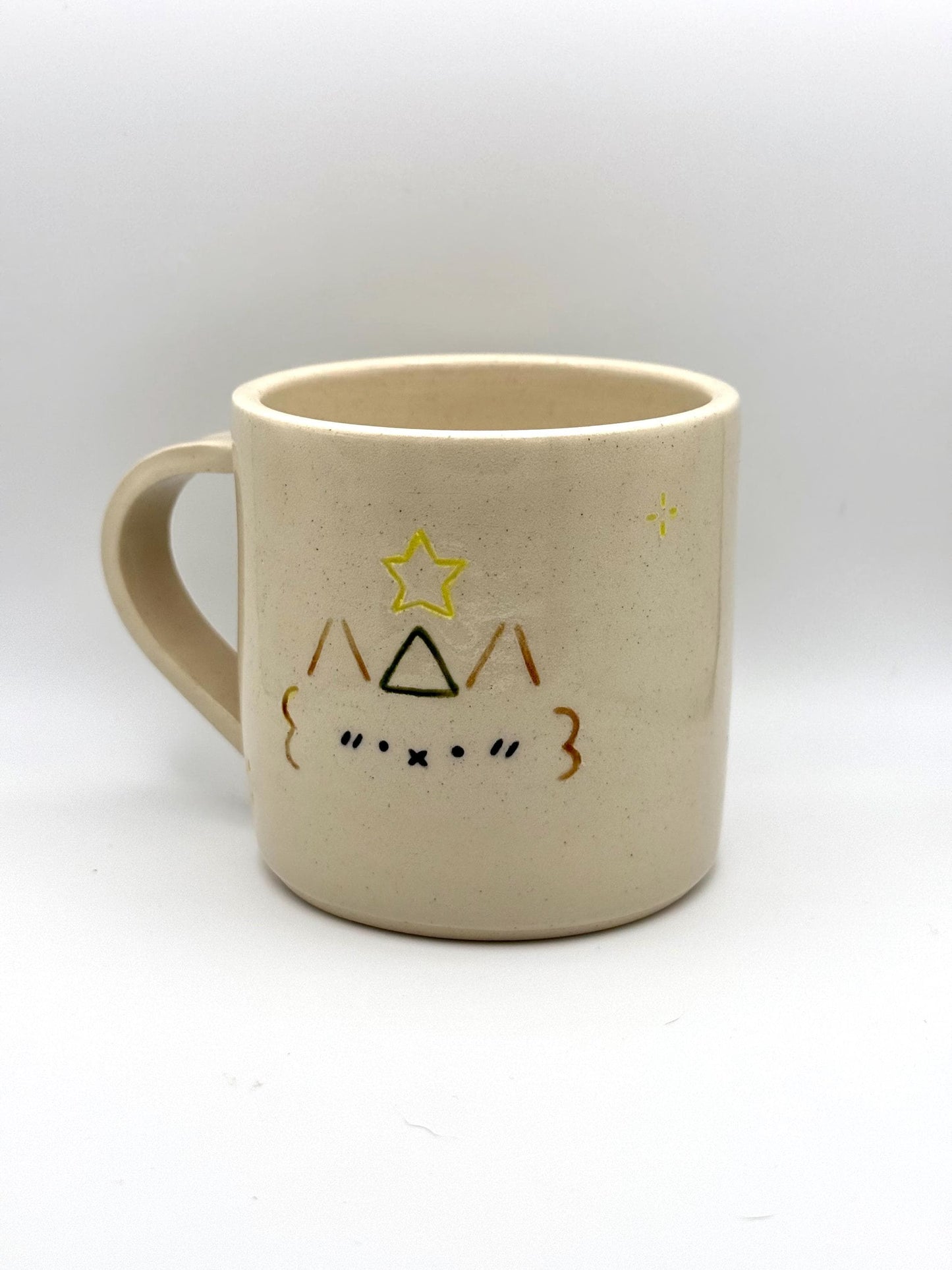 Party Kaomoji Brown Cat Handmade Unique Mug