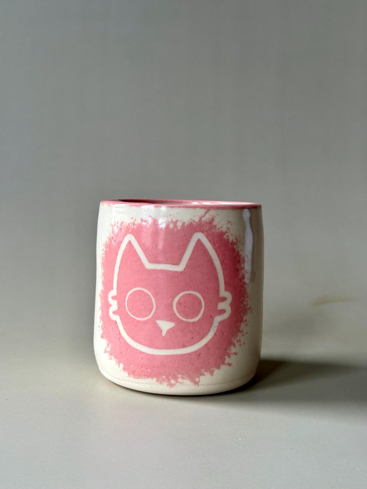 Ceramic Pink Kitty Travel Mug Handmade