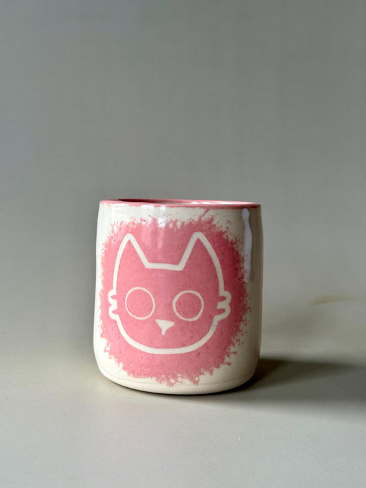 Ceramic Pink Kitty Travel Mug Handmade