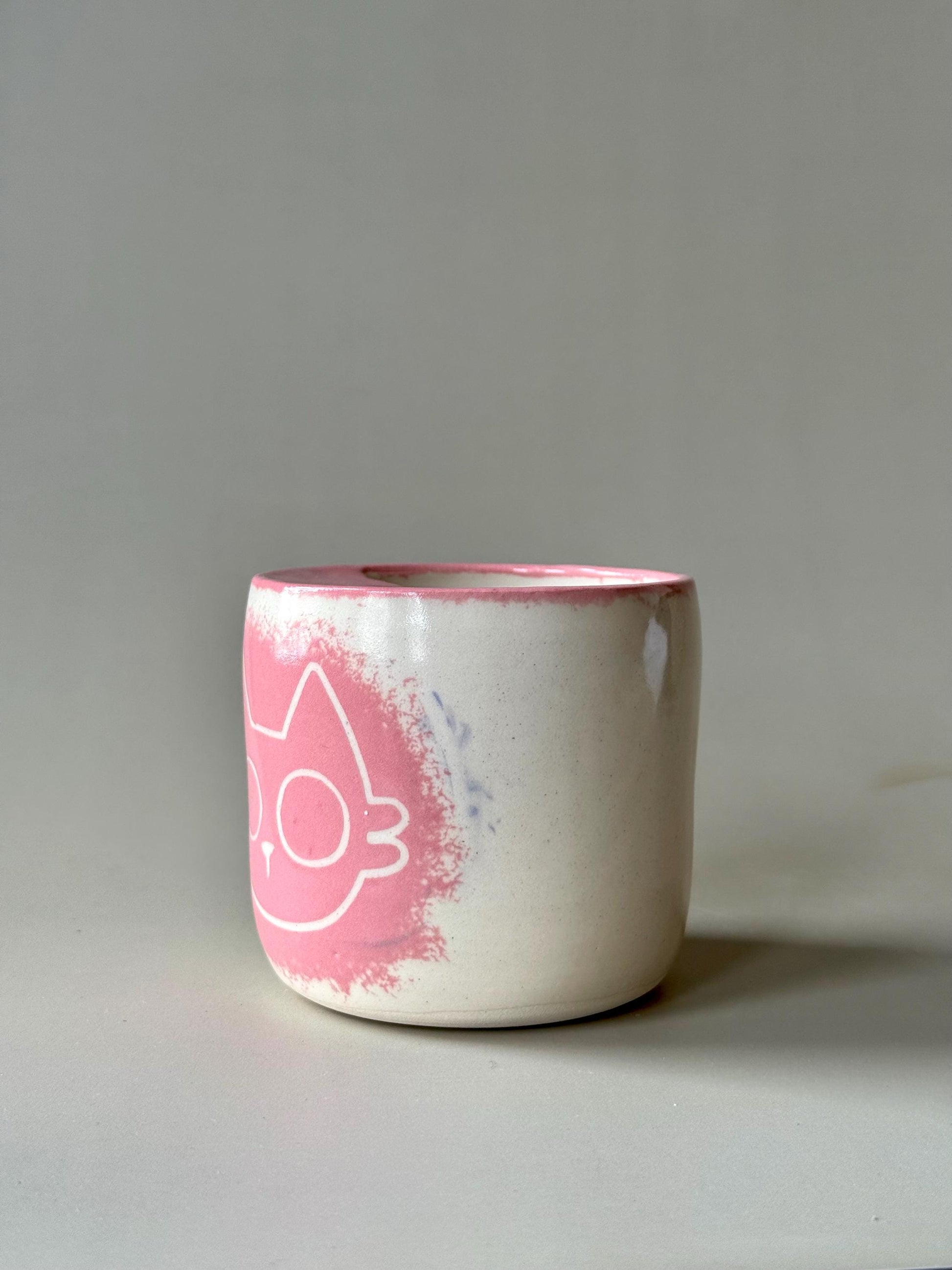 Ceramic Pink Kitty Travel Mug Handmade