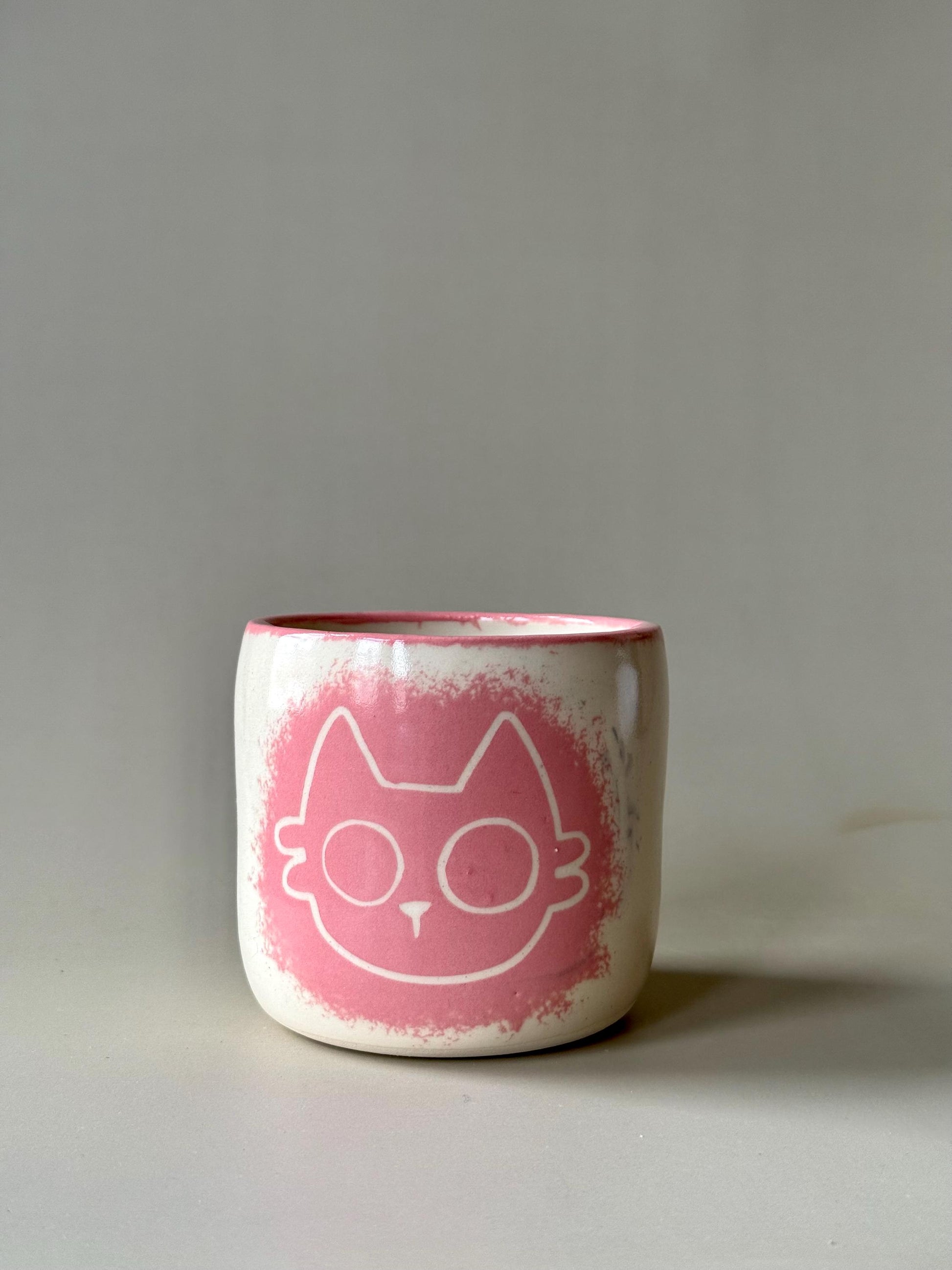 Ceramic Pink Kitty Travel Mug Handmade