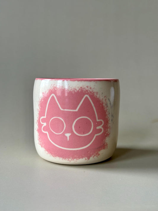 Ceramic Pink Kitty Travel Mug Handmade