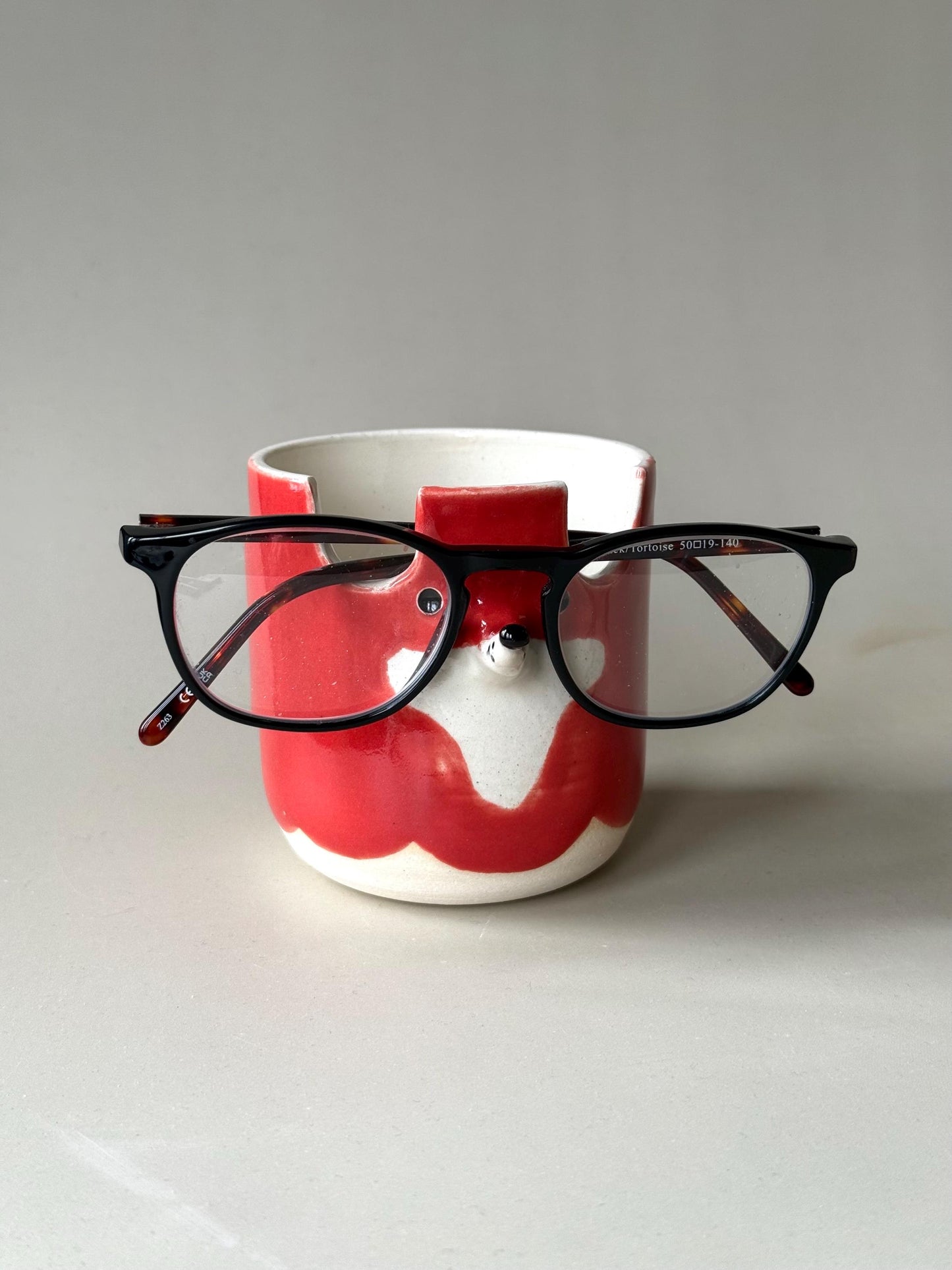 Red Fox Glasses Holder & Pen Pot for Desk / Study / Organisation