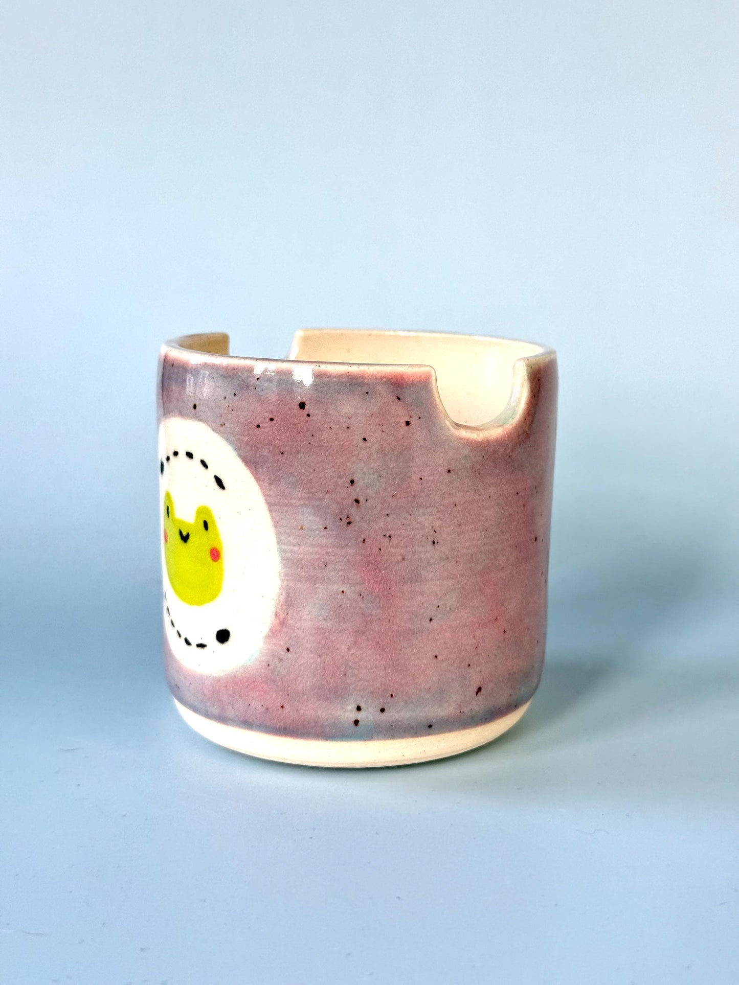 Purple Specled Froggy with Flies Paintbrush Pot / Paint Water Cup