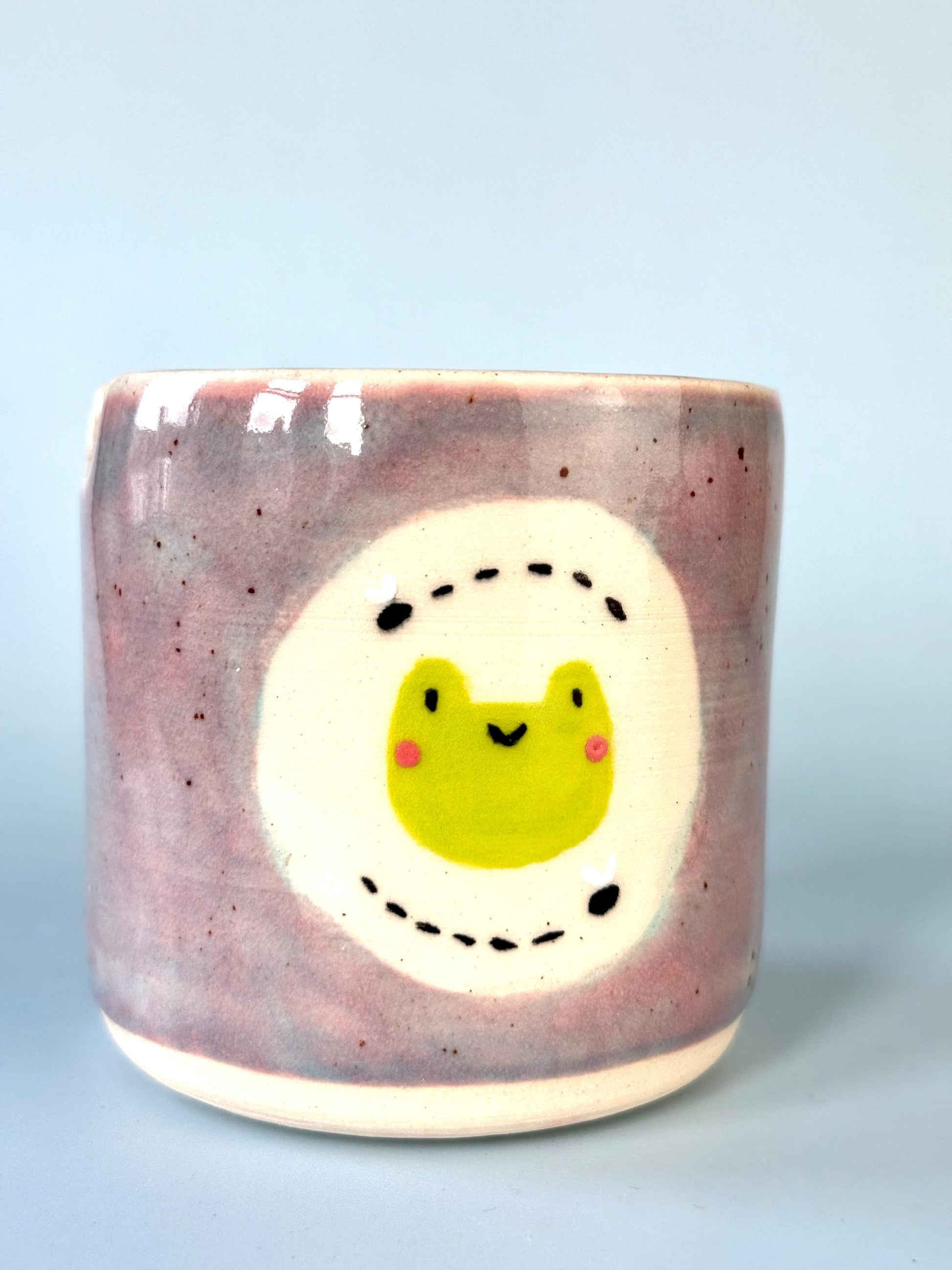 Purple Specled Froggy with Flies Paintbrush Pot / Paint Water Cup