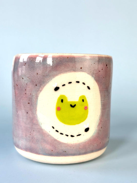 Purple Specled Froggy with Flies Paintbrush Pot / Paint Water Cup