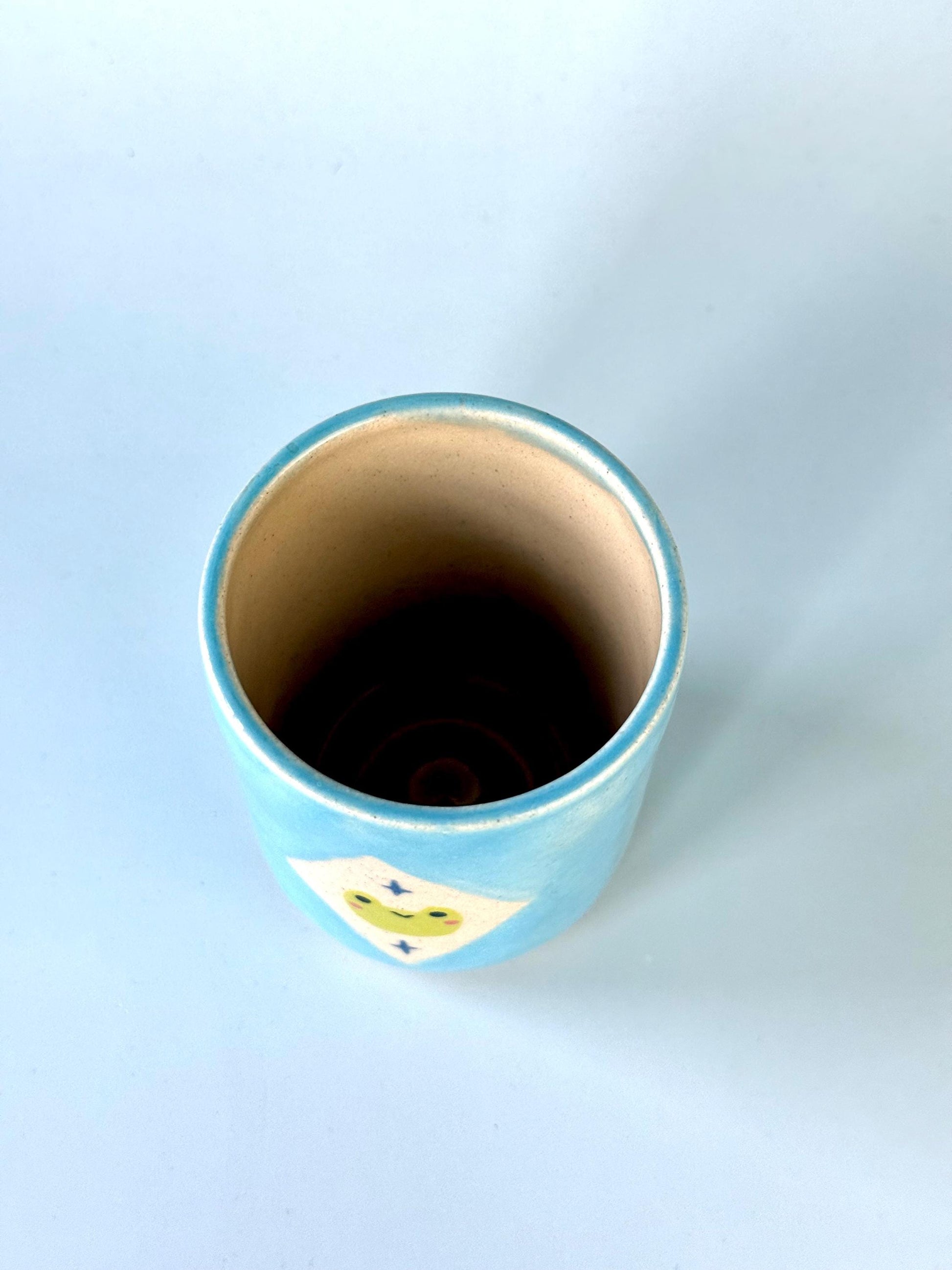 Blue Frog with Stars Ceramic Cup / Pot