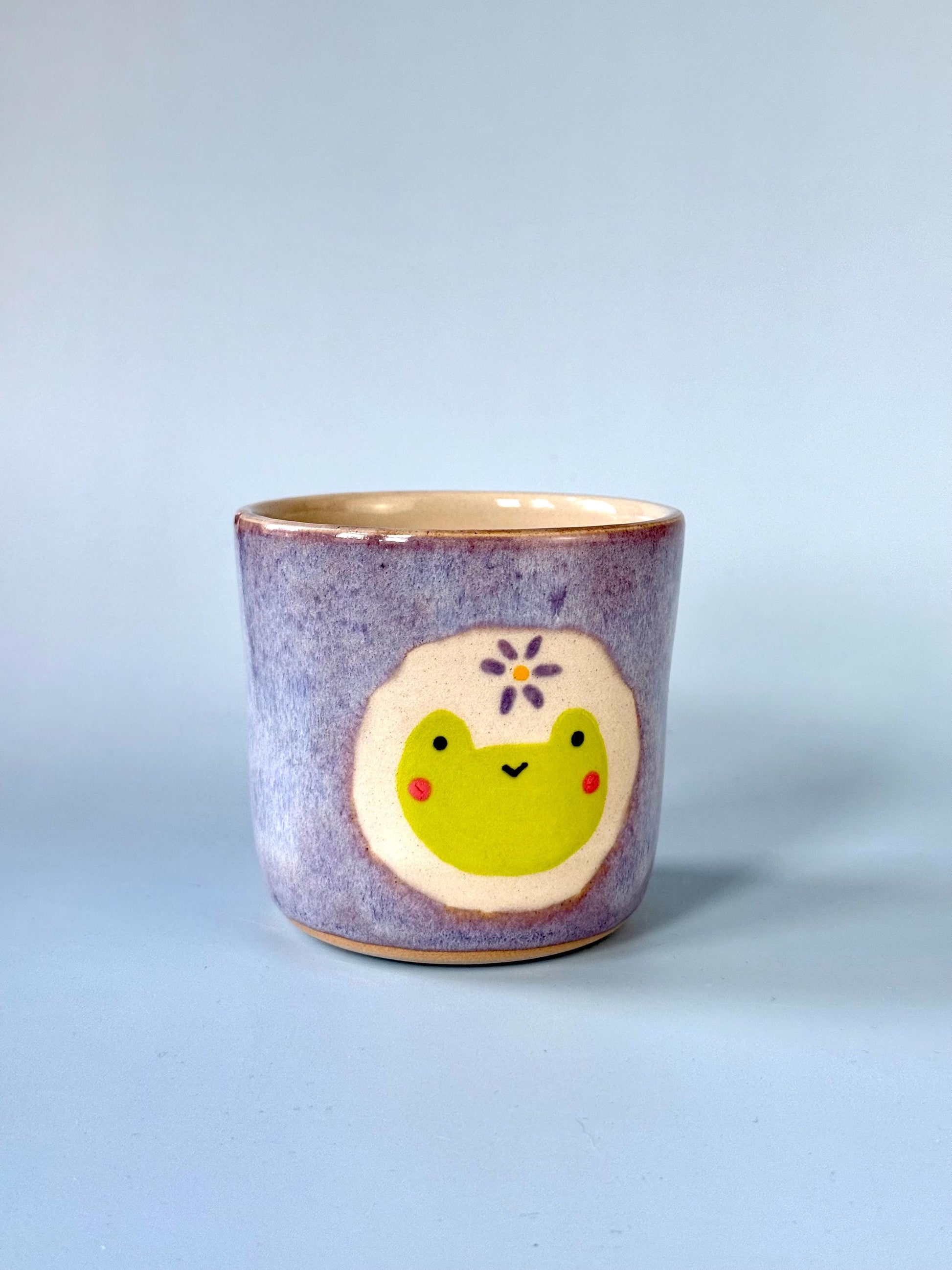 Purple Frog with Flower Ceramic Cup / Pot