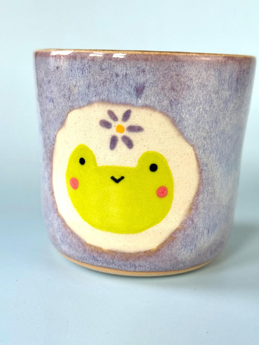 Purple Frog with Flower Ceramic Cup / Pot