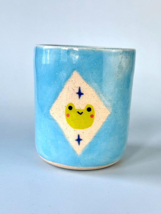 Blue Frog with Stars Ceramic Cup / Pot