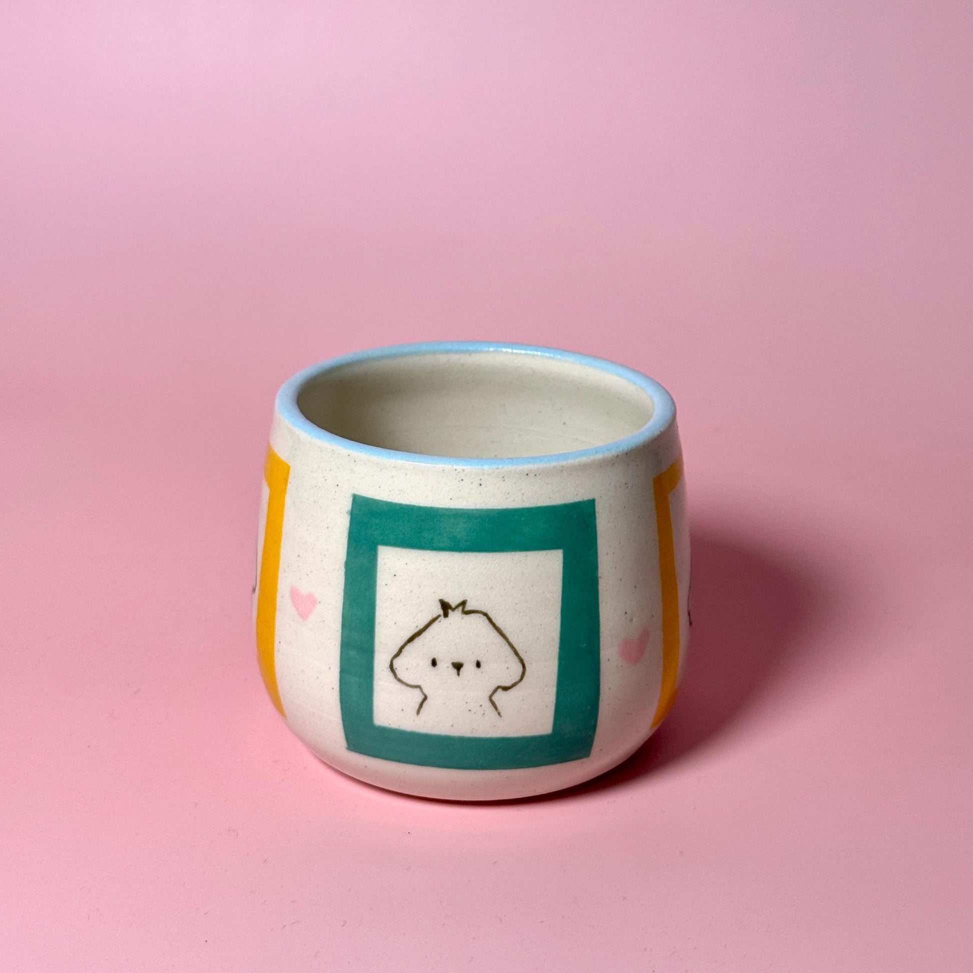 Pup Dog Portrait Handmade Handpainted Small Tumbler Cup