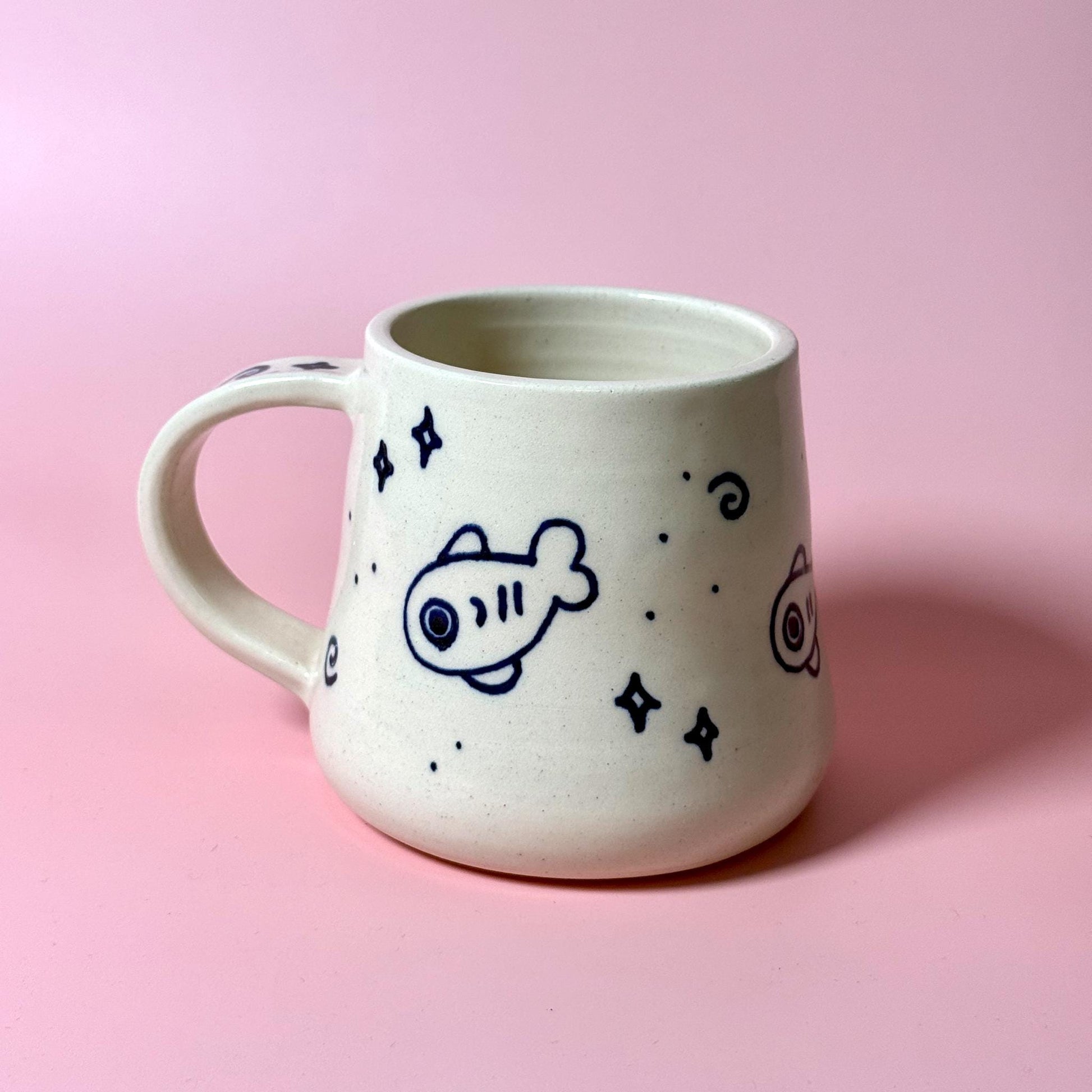 Handrawn Marker Fish Handmade Mug