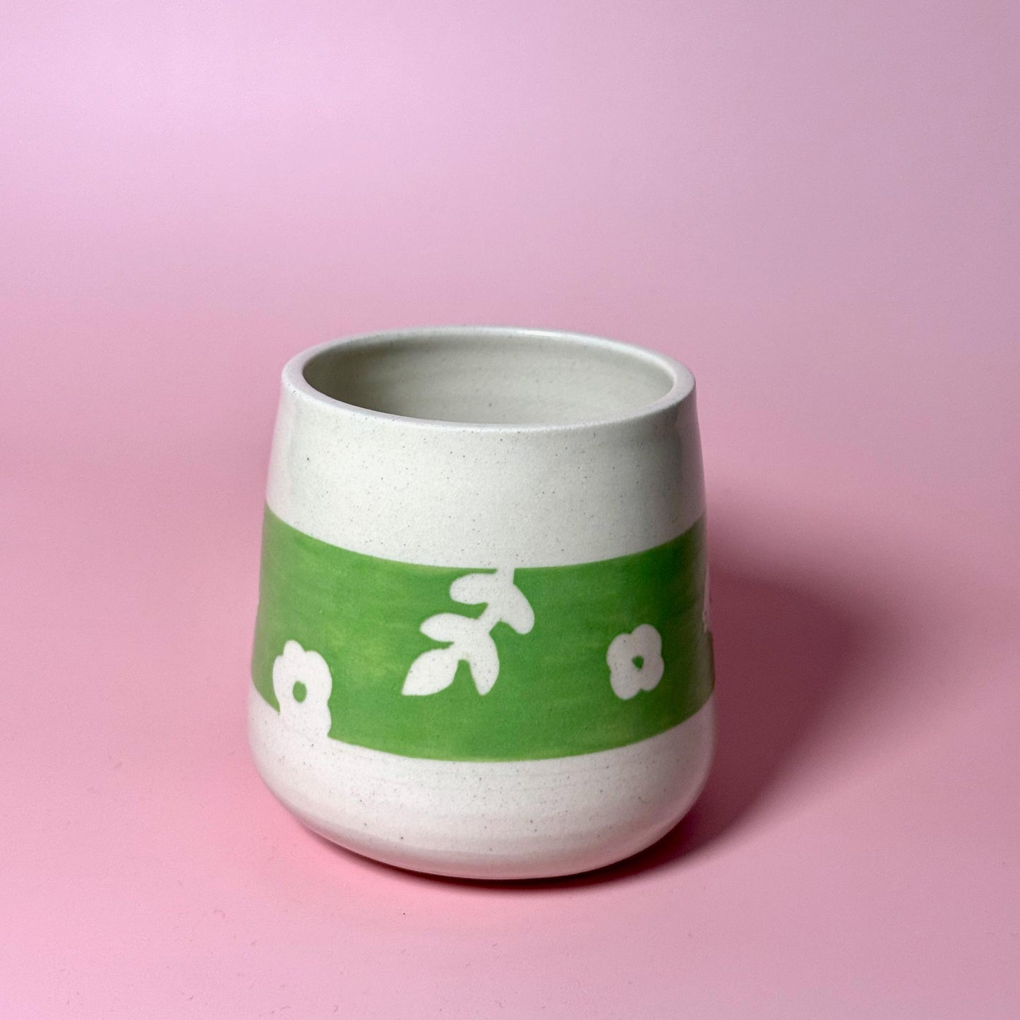 Green Cat Motif Handmade Mug