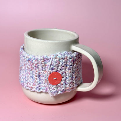 Pastel Pink Crochet Cozy Jumper Bear Mug