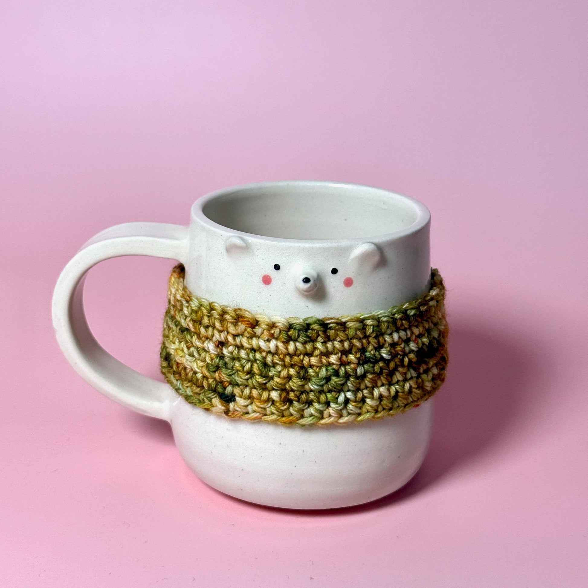 Green Crochet Cozy Jumper Bear Mug