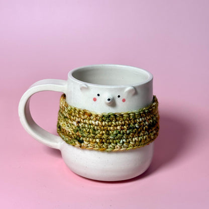 Green Crochet Cozy Jumper Bear Mug