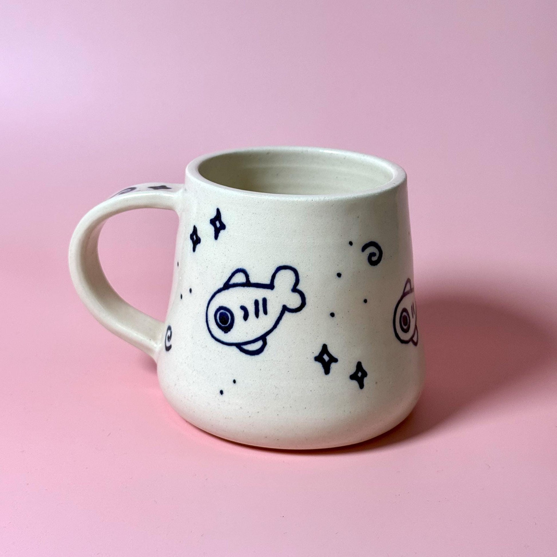 Handrawn Marker Fish Handmade Mug