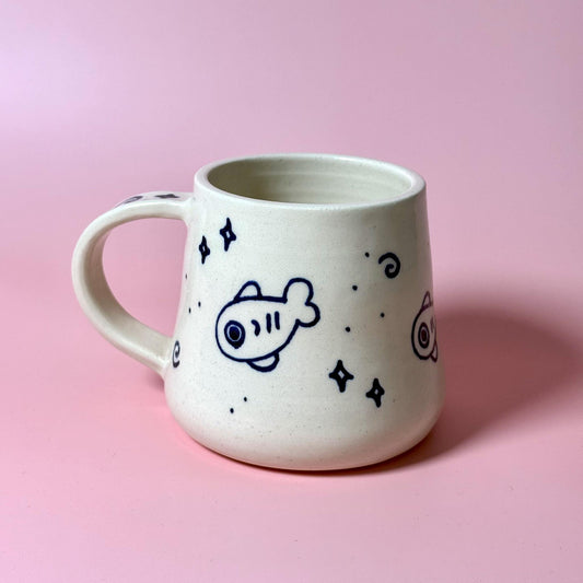 Handrawn Marker Fish Handmade Mug