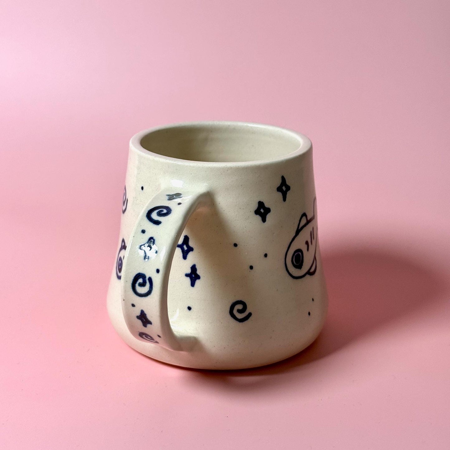 Handrawn Marker Fish Handmade Mug