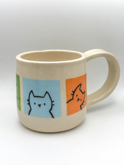 Colourblock Cats Handmade Ceramic Mug