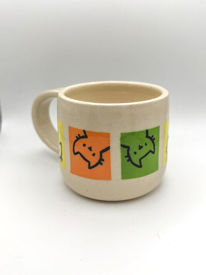 Short Colourblock Cats Handmade Ceramic Mug