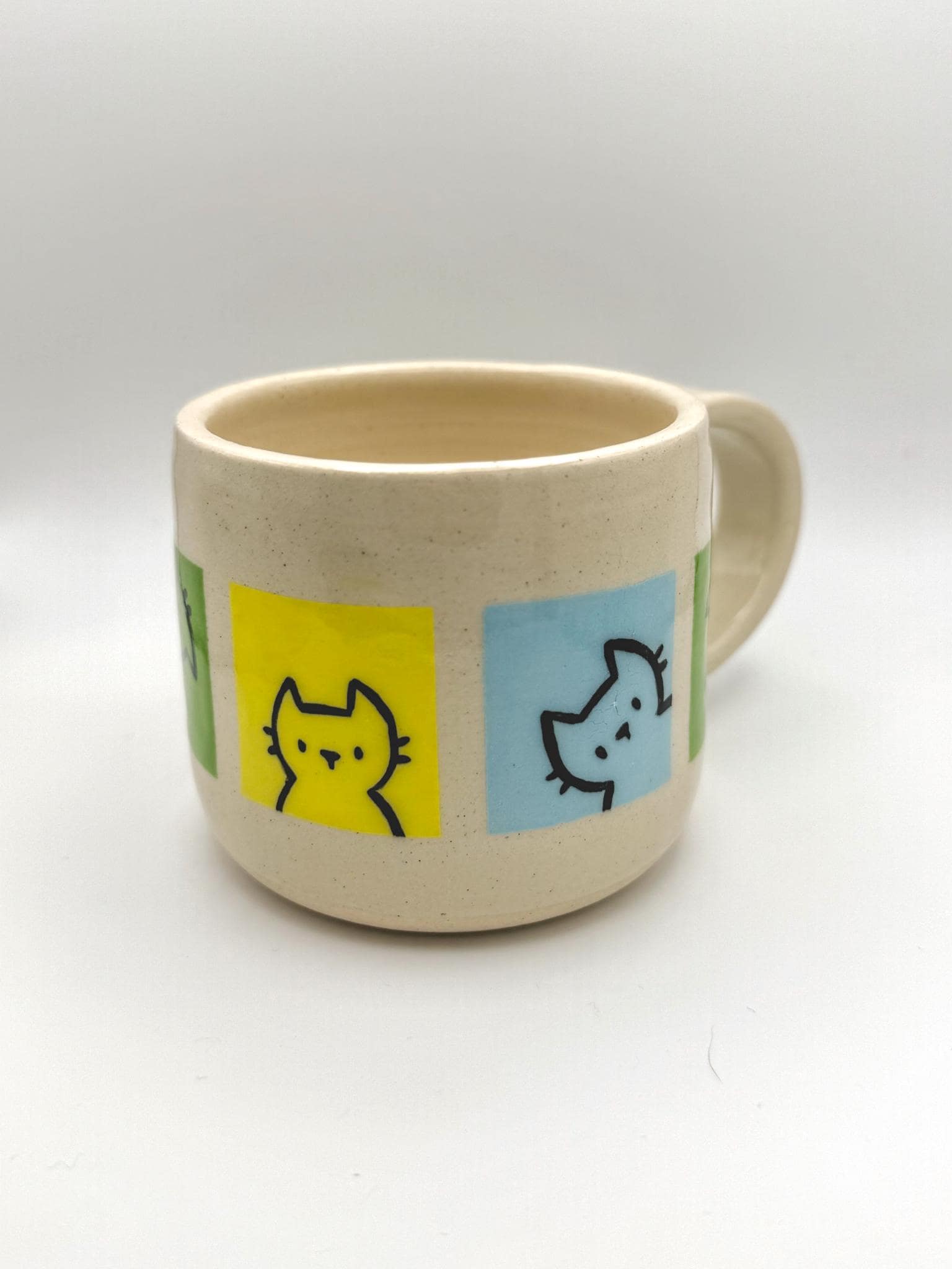 Short Colourblock Cats Handmade Ceramic Mug
