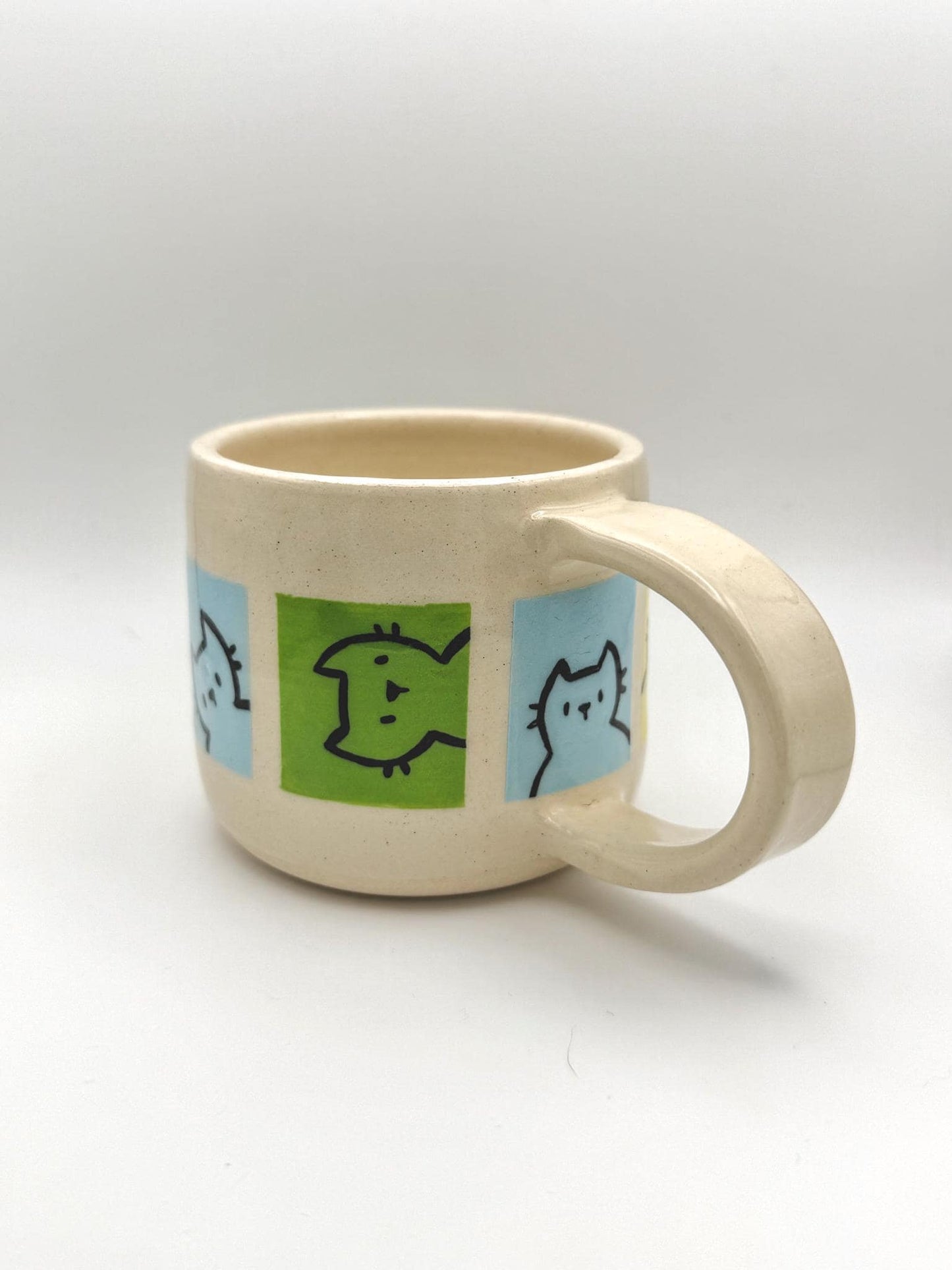 Short Colourblock Cats Handmade Ceramic Mug