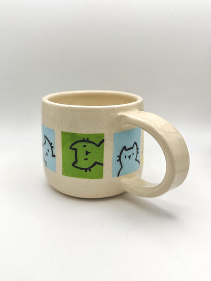 Short Colourblock Cats Handmade Ceramic Mug