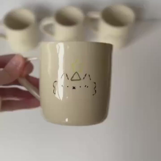 Party Kaomoji Tortoise Shell Cat Handmade Unique Mug