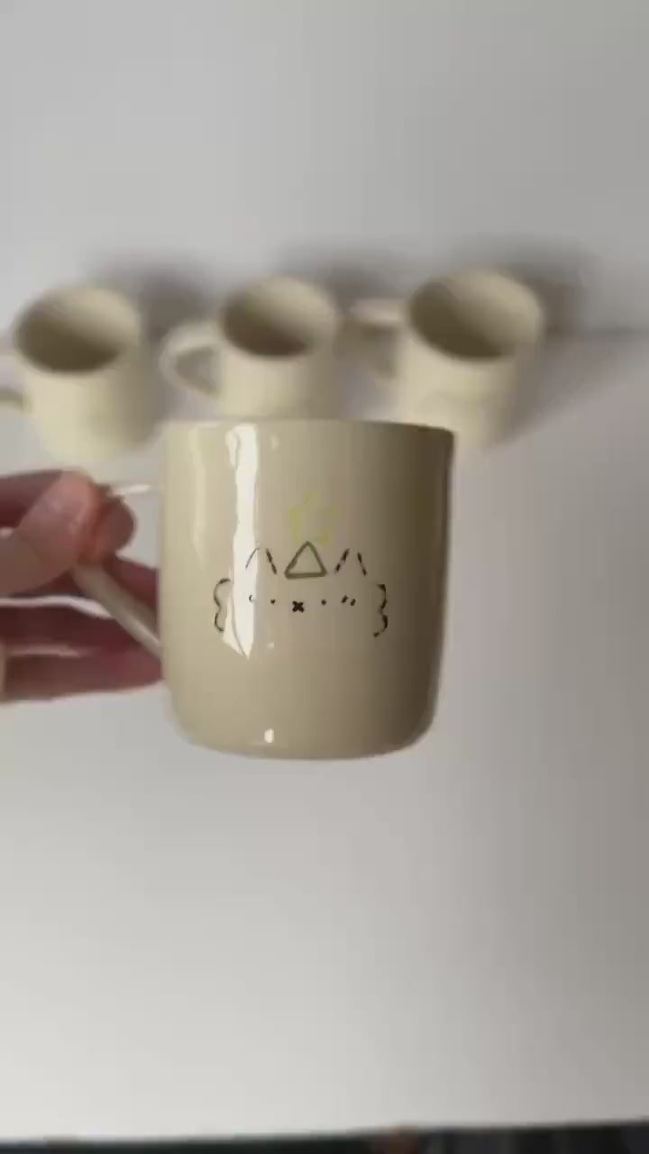 Party Kaomoji Tortoise Shell Cat Handmade Unique Mug